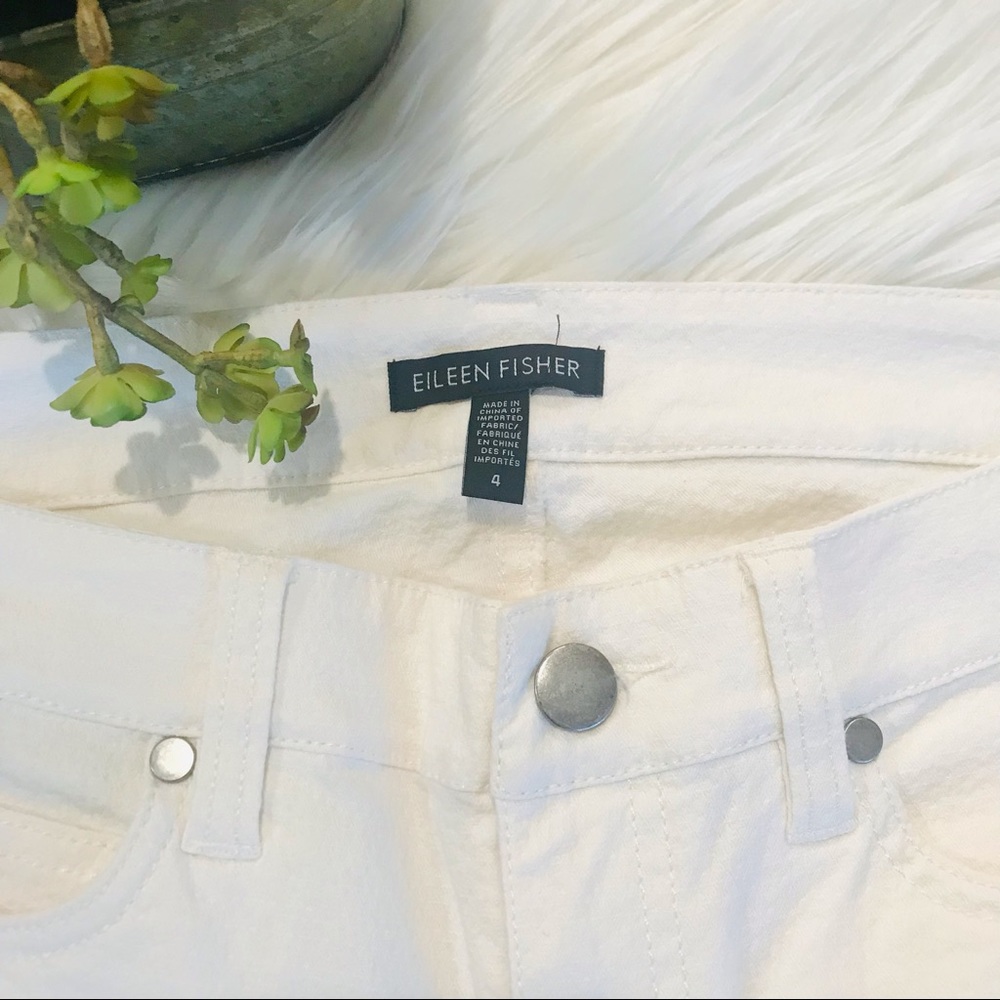 Eileen Fisher Off White Textured Skinny Pants Sz 4 - Picture 10 of 11